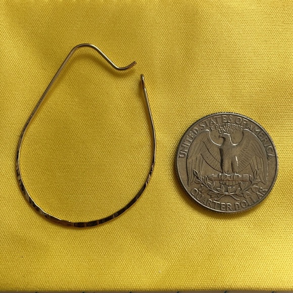 Anthropologie teardrop gold hammered wire hoops - Picture 5 of 5